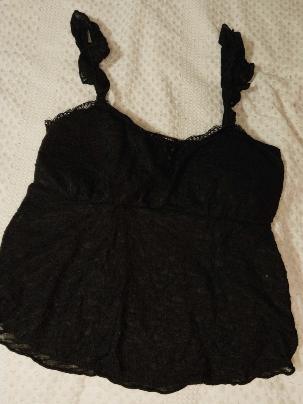 H&M Black Lace Camisole Top with Scalloped Trim